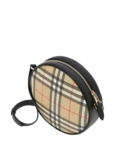 Shop Burberry Louise Vintage Check Round Bag In Neutrals