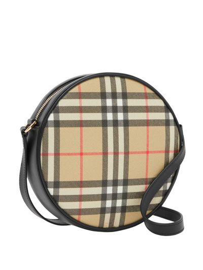 Shop Burberry Louise Vintage Check Round Bag In Neutrals