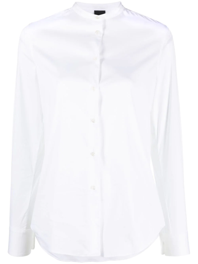 Shop Aspesi Collarless Button-up Shirt In White