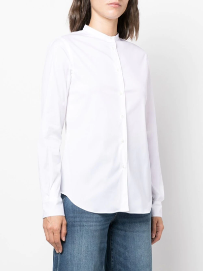 Shop Aspesi Collarless Button-up Shirt In White
