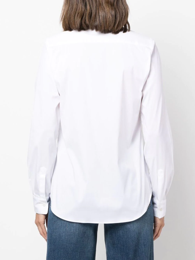 Shop Aspesi Collarless Button-up Shirt In White
