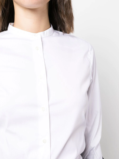 Shop Aspesi Collarless Button-up Shirt In White