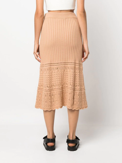 Shop Boutique Moschino Knitted Mid-length Skirt In Neutrals