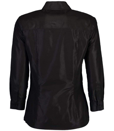 Shop Carolina Herrera Silk Taffeta Collared Shirt -black