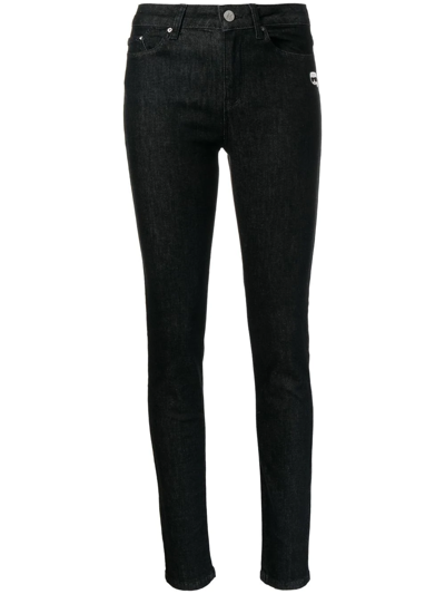 Shop Karl Lagerfeld High-rise Skinny Jeans In Black