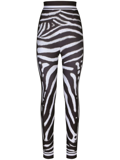 Shop Dolce & Gabbana Zebra Print High-waisted Leggings In Black