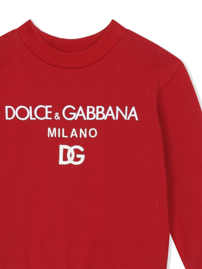 Shop Dolce & Gabbana Dg Milano Embroidered Sweatshirt In Red