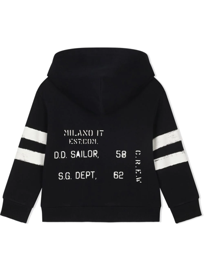 Shop Dolce & Gabbana Nautical Logo-patch Hooded Sweatshirt In Blue