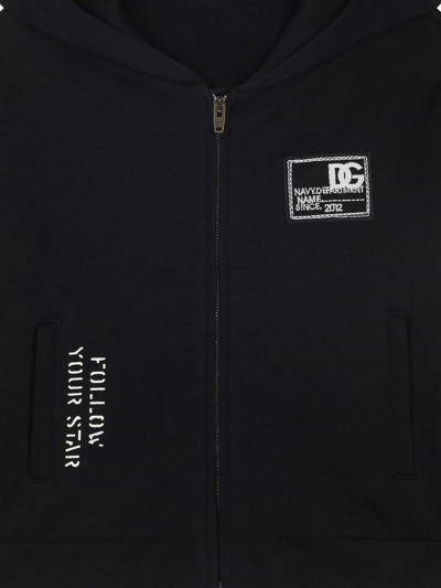 Dolce & Gabbana Nautical Logo-patch Hooded Sweatshirt In Blue