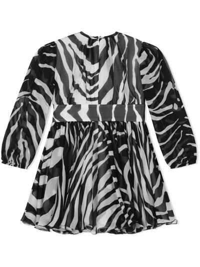 Dolce & Gabbana Short Zebra-print Chiffon Dress In White