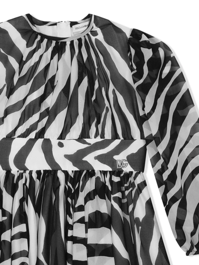 Dolce & Gabbana Short Zebra-print Chiffon Dress In White