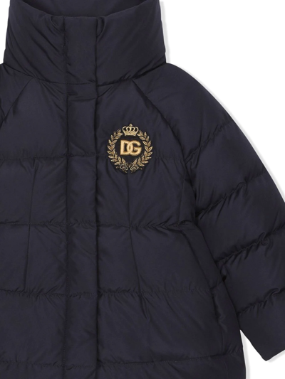 Shop Dolce & Gabbana Dg Logo Padded Coat In Blue