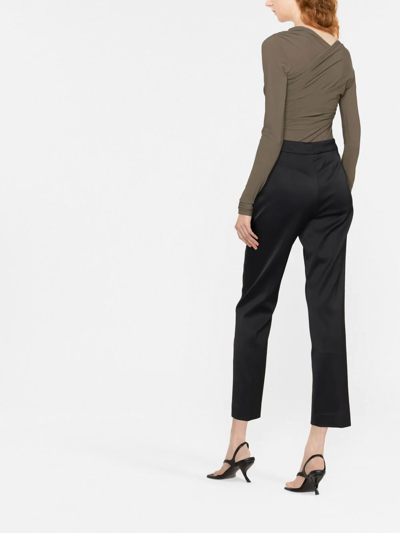 Shop Ermanno Scervino Glitter-stripe Cropped Tailored Trousers In Black