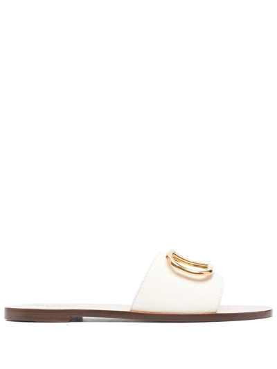 Valentino Garavani Vlogo Slide Sandals In White | ModeSens