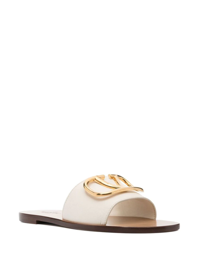 Shop Valentino Vlogo Slide Sandals In White