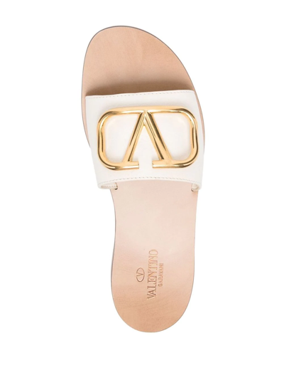 Shop Valentino Vlogo Slide Sandals In White