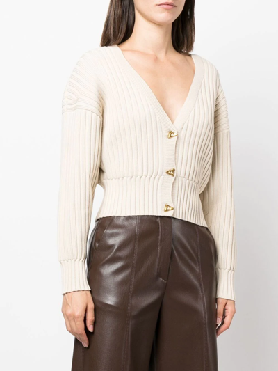 Shop Aeron Cropped Ribbed-knit Cardigan In Neutrals