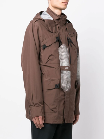 A-cold-wall* Graphic M-65 Shell Hooded Jacket In Brown