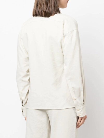 Shop Low Classic Notched-collar Long-sleeve Shirt In Neutrals