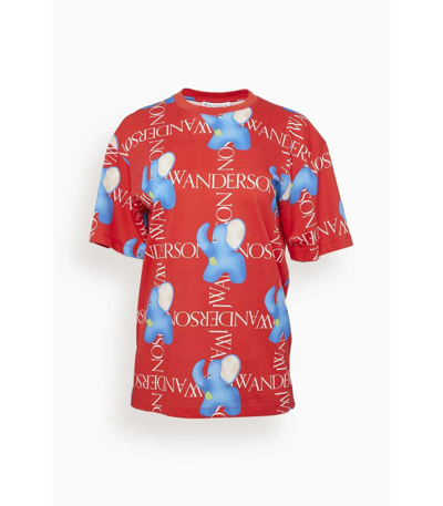 Shop Jw Anderson Elephant Logo Classic T-shirt In Red In Multi