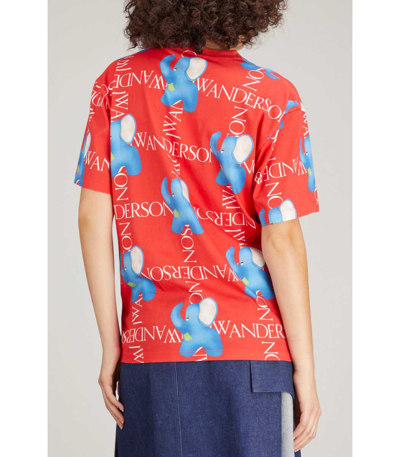 Shop Jw Anderson Elephant Logo Classic T-shirt In Red In Multi