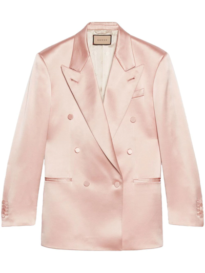 Shop Gucci Double-breasted Blazer In Pink