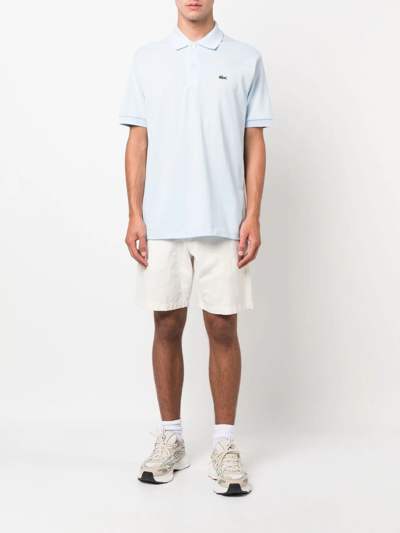 Shop Lacoste Embroidered-logo Cotton Polo Shirt In Blue