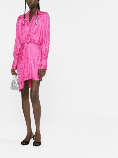 Shop Giuseppe Di Morabito Zebra Jacquard Asymmetric Mini Dress In Pink