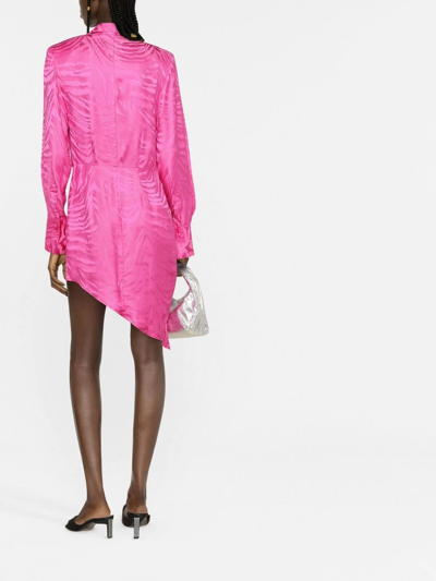 Shop Giuseppe Di Morabito Zebra Jacquard Asymmetric Mini Dress In Pink