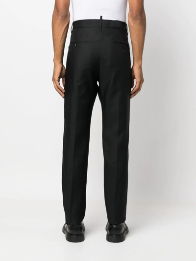Dsquared2 Tailored Black Trousers With Classic Waistband And Subtle Pleats In Black