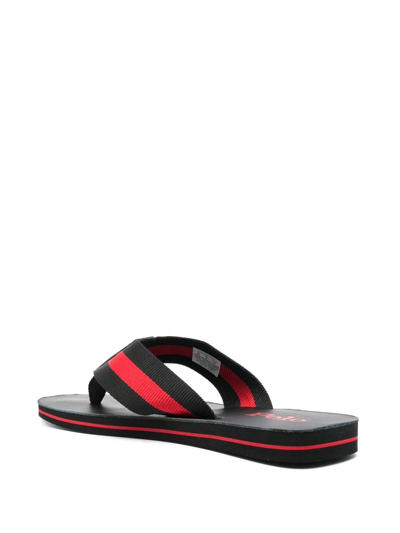 Shop Polo Ralph Lauren Leather-trimmed Slide Sandals In Black