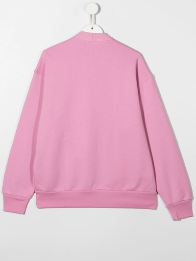 Shop N°21 Fleece-textured Cotton Cardigan In Pink