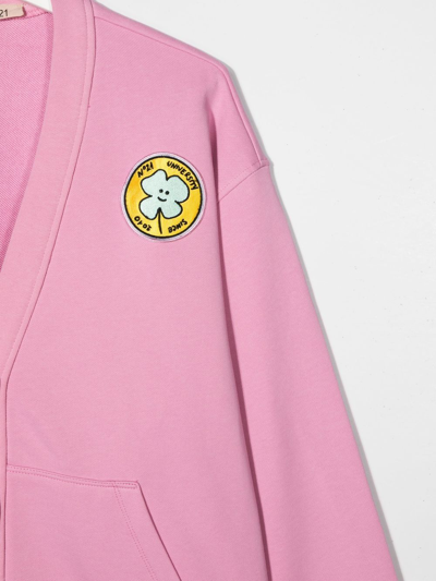 Shop N°21 Fleece-textured Cotton Cardigan In Pink