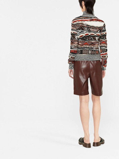 Missoni Brown Roll Neck Jacquard Sweater In Brown
