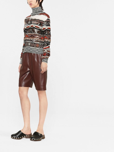 Shop Missoni Roll-neck Knitted Jumper In Brown