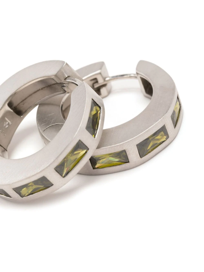 Shop Tom Wood Gemstone-detail Hoop Earrings In Olive Green