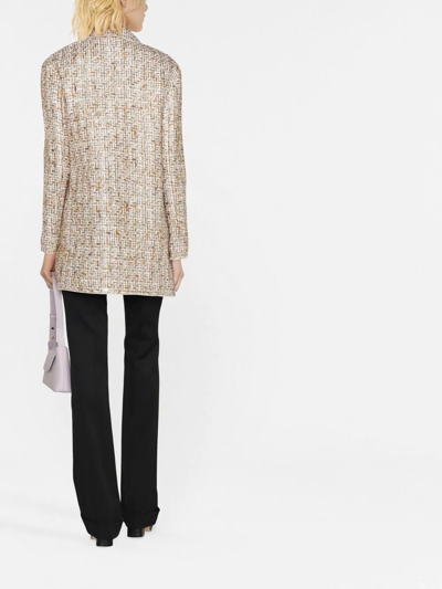 Giambattista Valli Gold-toned Button Tweed Single-breasted Coat In Neutrals
