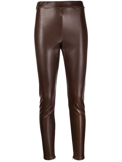 Shop Michael Kors Faux-leather High Waisted Leggings In Brown