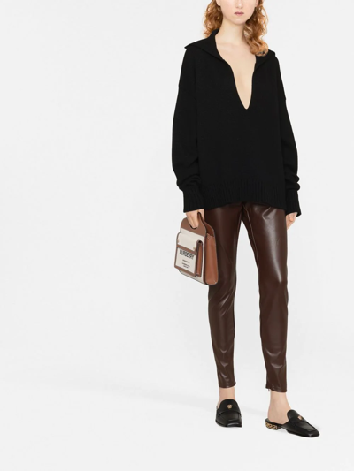 Shop Michael Kors Faux-leather High Waisted Leggings In Brown