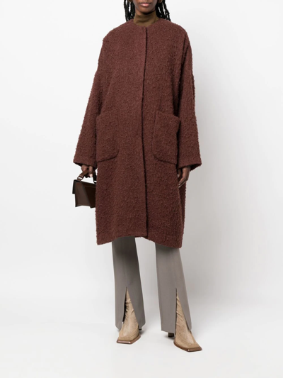 Shop Uma Wang Concealed Textured Coat In Red