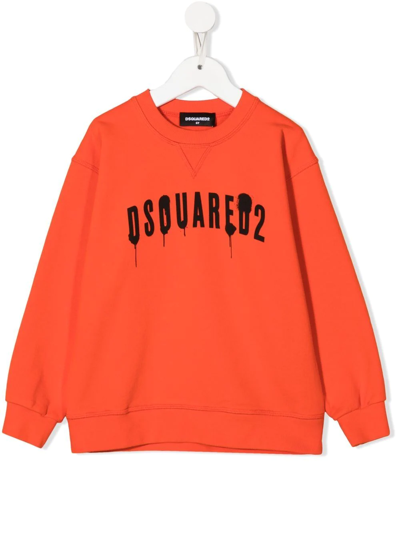 Shop Dsquared2 Spray Logo-print Sweatshirt In Orange