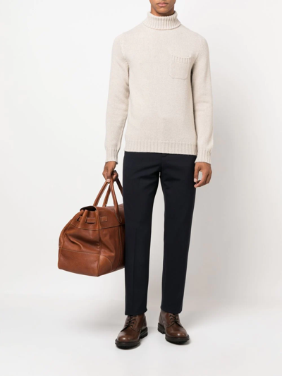 Shop Fedeli Chunky-knit Roll Neck Jumper In Neutrals