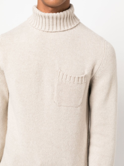 Shop Fedeli Chunky-knit Roll Neck Jumper In Neutrals