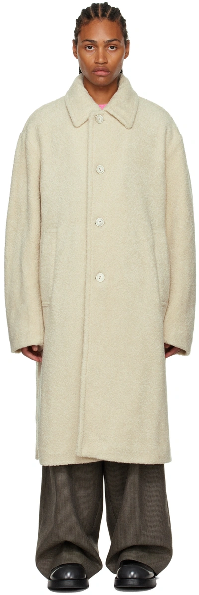 Dries Van Noten Off-white Teddy Coat In 5 Ecru | ModeSens