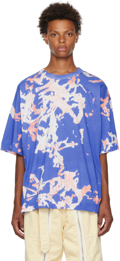 Shop Dries Van Noten Blue Ink Splat T-shirt In 504 Blue