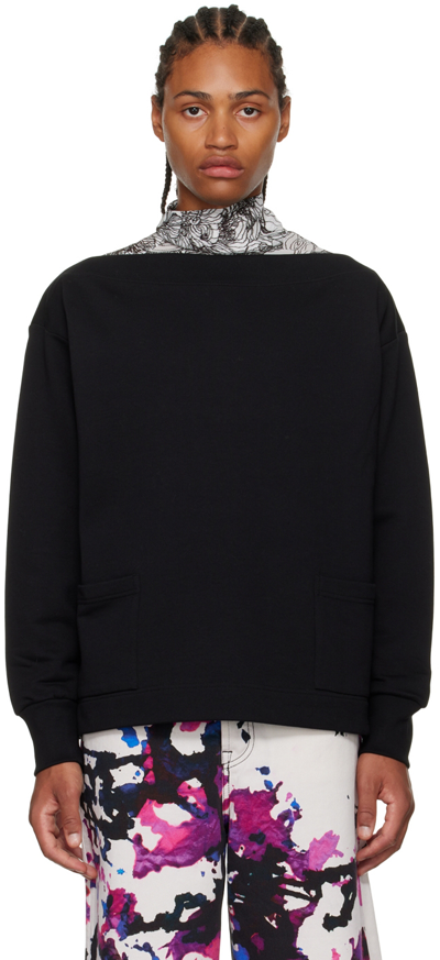 Shop Dries Van Noten Black Off-the-shoulder Sweatshirt In 900 Black