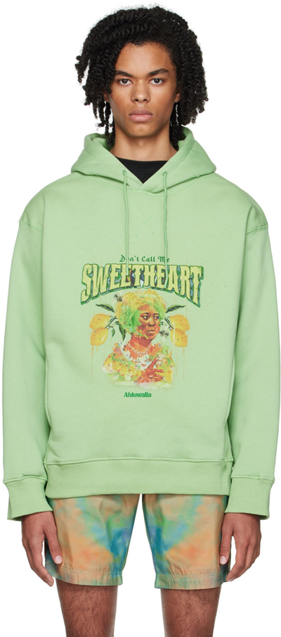 Shop Ahluwalia Green Quadri Hoodie In Pistachio