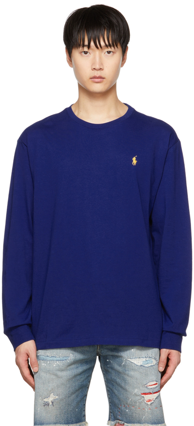 Shop Polo Ralph Lauren Blue Printed Long Sleeve T-shirt In Heritage Royal