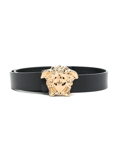 Shop Versace Medusa-buckle Leather Belt In Black