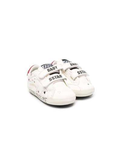 Shop Golden Goose Baby School Leather Sneakers In White
